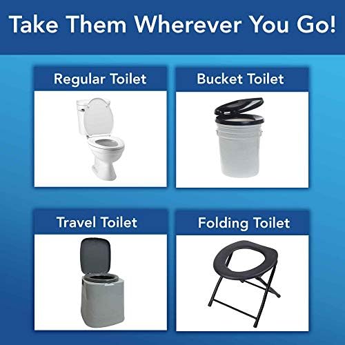 Cleanis CareBag Anti-Odor Toilet Bowl Liners with Absorbent Pad – Leak-Resistant, Universal Fit for Indoor/Outdoor Toilets – Odor-Eliminating – Converts Toilet to Dry Use, 20 Count