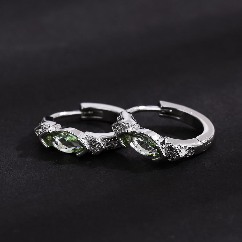 Lymphatic Drainage Slimming Hoop Earrings, Titanium Ion Lymphvity Germanium Earring Acupuncture Therapy Hoop Moissanite Earrings Jewelry for Women Men (light green)