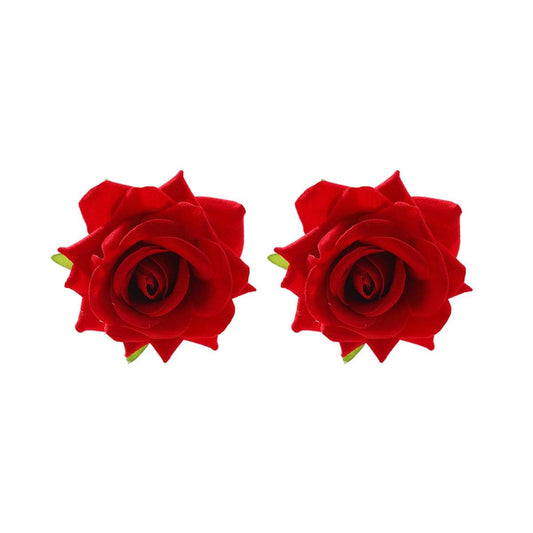 ALRNBY Rose Earrings for Women Flower Earrings Red White Purple Floral Earring Big Stud Prom Jewelry Alt Elegant Jewelry Wedding Bridal Bridesmaid (Red)