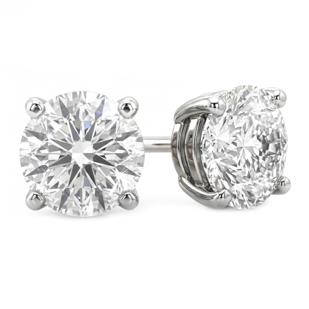 Diamond Earrings Studs for Women | Lab Grown 1/6 CTTW Real 14K White Gold Small Diamond Earrings | Certified by Gemologists | Ideal Valentine's Day Surprise for Wife