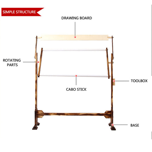 Adjustable Cross Stitch Frame with 360° Rotatable Stand, 5 Height Settings, Pine Wood Tapestry Holder for Needlepoint & Embroidery Projects