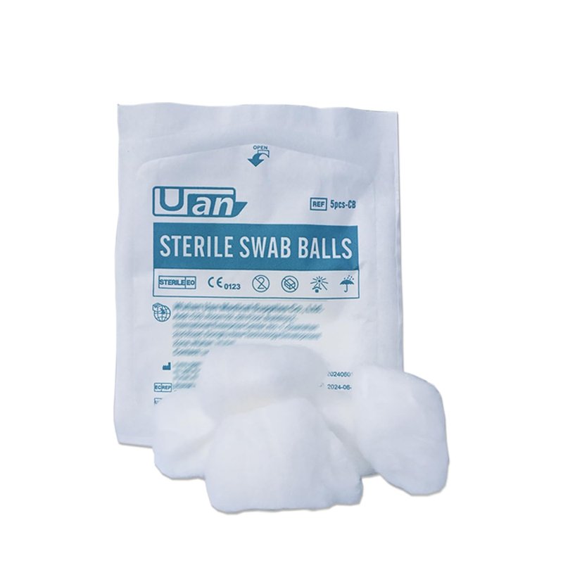 Cotton Sterile Wound Care Swabs - Individually Packaged, Sterilized (Cotton Balls (S) (5pcs/Pack)), 2 Box