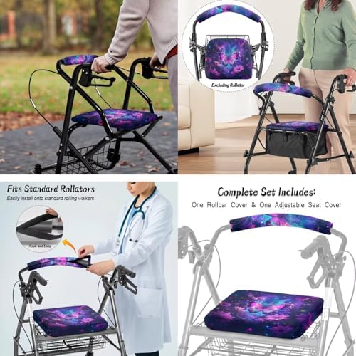 LedBack Wheelchair Bag for Seniors Rollator Walker Rollator Covers Purple Butterfly Flower Walker Seat and Backrest Covers, Easy to Install