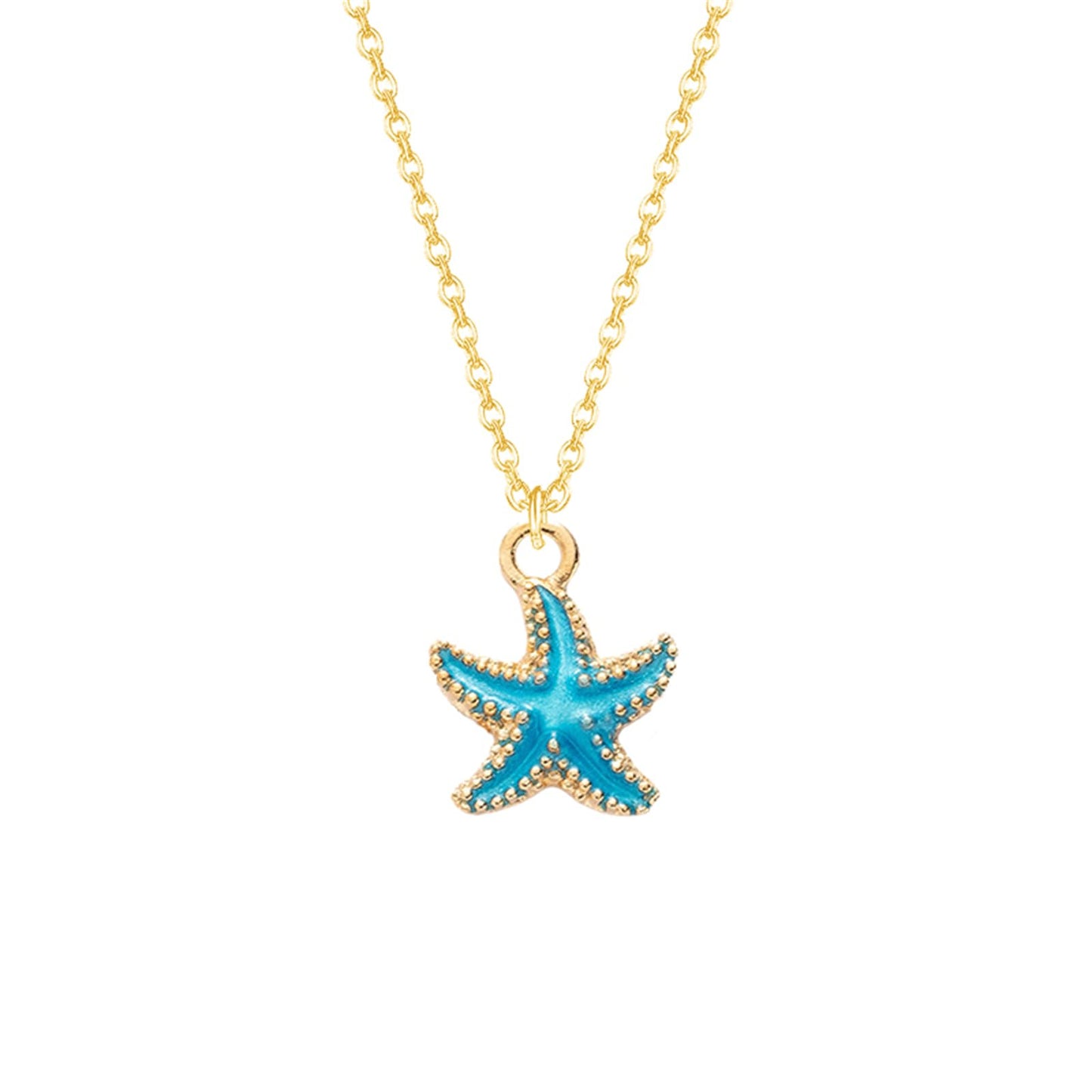 Dreuyet Starfish Necklaces for Women Dainty Alloy Enamel Ocean Starfish Pendant Necklaces Cute Tiny Summer Beach Necklace Jewelry Gifts for Best Friend (blue)