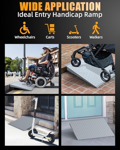 VNN Door Threshold Ramp, Threshold Ramps for Doorways, Ideal Entry Handicap Ramp for Elderly Wheelchairs, Carts, Scooters and Walkers, Door Ramp for 2in Rise(33.5" L * 31.7" W, Alloy Iron, 800LBS)