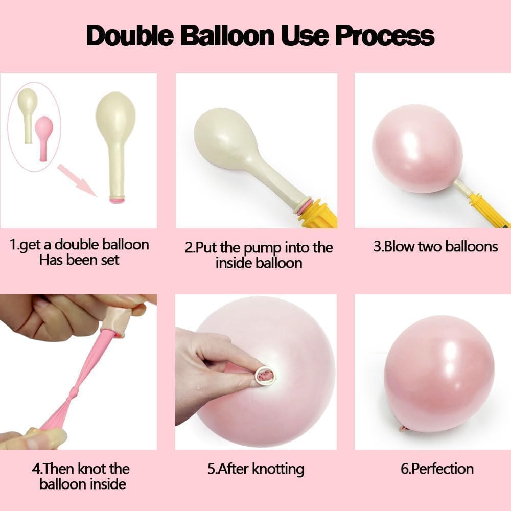 Pink Black Balloon Arch Kit - Double Stuffed Pastel Pearl Baby Pink Balloon Garland with Champagne Rose Gold Balloons for Birthday Bridal Baby Shower Wedding Graduation Party Decoration