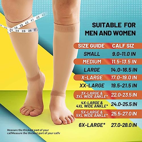 15-20mmHg 28 Pair Men and Women Wide Calf Sleeve Brace Compression Socks for Leg Support, Pain Relief