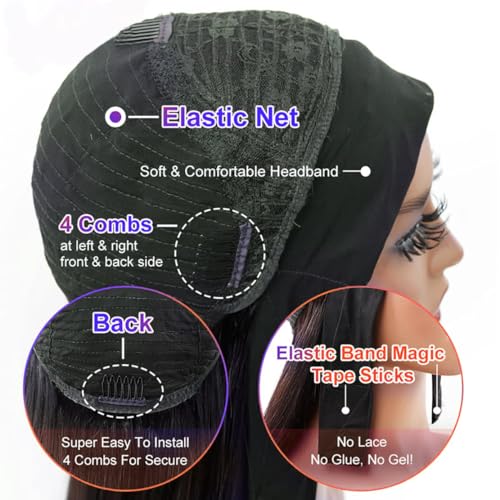 Highlight Ombre Straight Headband Wigs Human Hair Ombre Headband Wig for Women Machine Made Wig Brazilian Virgin Human Hair 150% Density 22 Inch