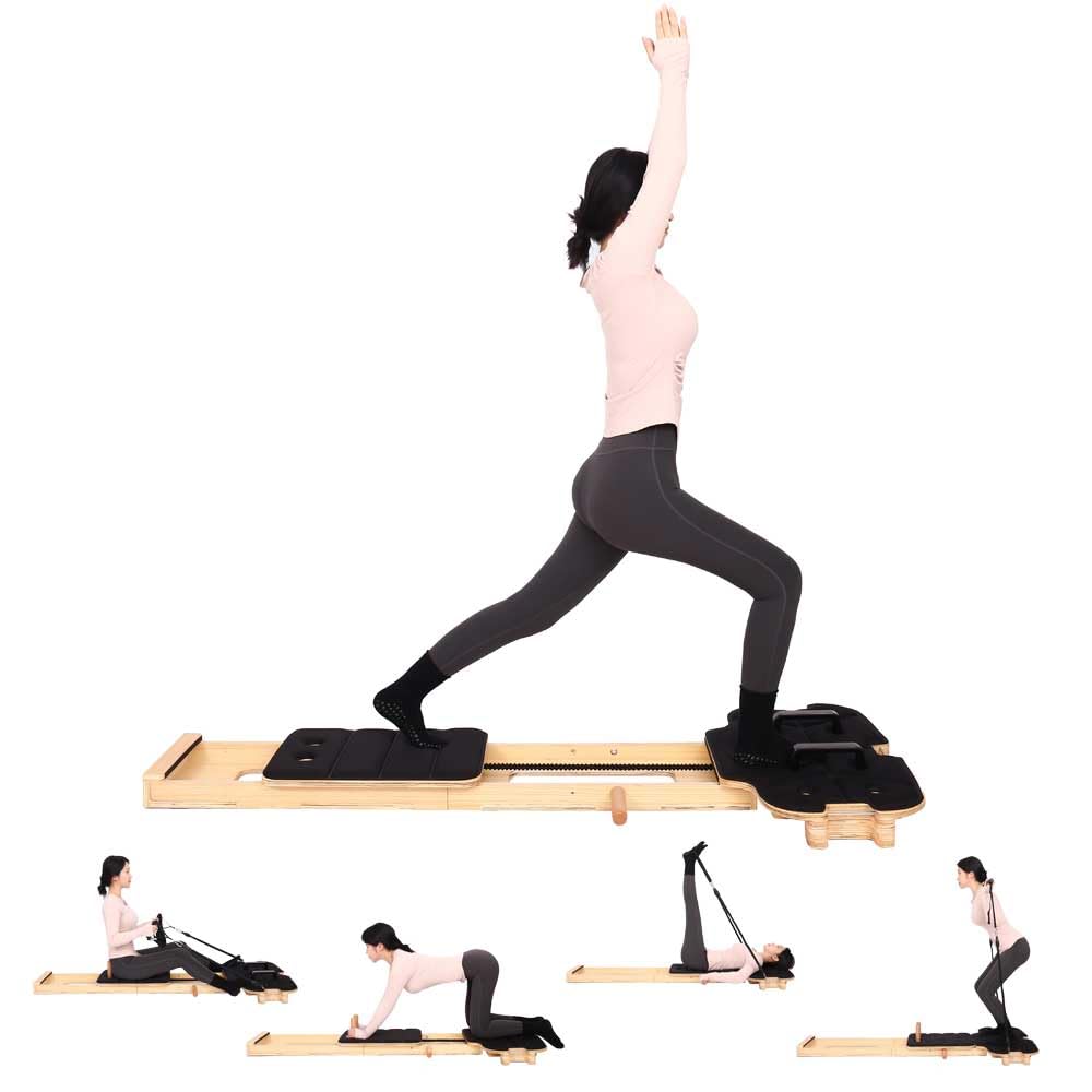 Pilates Reformer Machine Set for Full Body Workout Premium Quality Pilates Reformer with Adjustable Resistance Portable Folding-Ideal for Beginners and Advanced Users