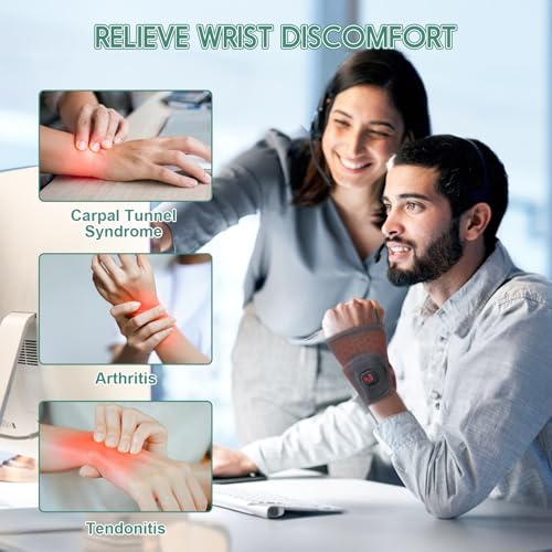 Heated Wrist Wrap Cordless, Wrist Heating Pad for Pain Relief, 3000mAh Rechargeable Wrist Warmers for Men Women, 3 Heat Levels Carpal Tunnel Wrist Brace with 30 Mins Auto-off (Grey)