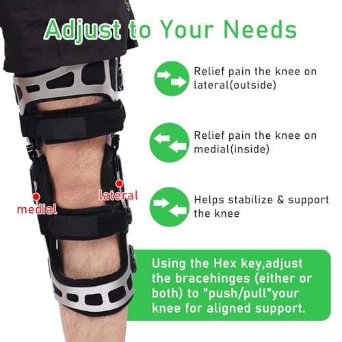 Orthomen OA Unloader Knee Brace, Double Upright Knee Brace for Mild to Severe Osteoarthritis, Bone-on-Bone Pain Relief with Adjustable Stabilizers & Medial-Lateral Stability (XL-LEFT)