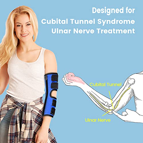 Elbow Brace, Night and Day Splint for Ulnar Nerve Entrapment for Left and Right, Cubital Tunnel Syndrome Physical Therapy and Recovery, Arm Immobilizer for Sleep and Work, for Woman, Man - S/M