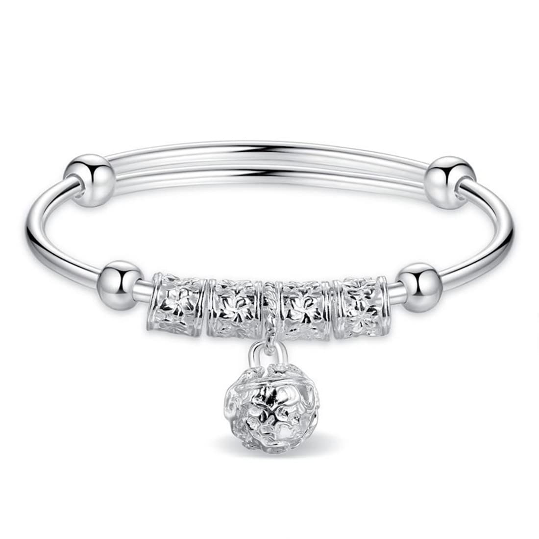 Sterling Silver Bracelets For Women 925 Sterling Silver Beads Bangle Bracelet Transfer Lucky Cuff Bracelet Adjustable Fashion Women Jewelry