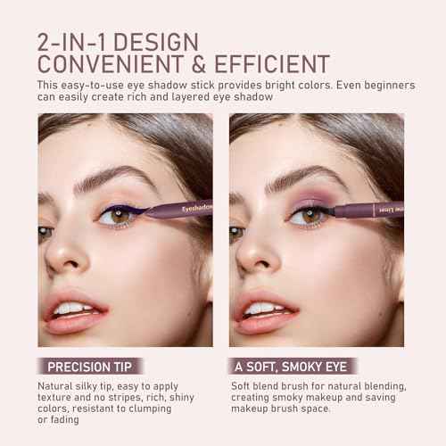 Freshlus Shadow Liner Duo - Shadow Liner 2-In-1 Eyeliner & Eyeshadow Plum, Waterproof & Smudge-Proof, All-Day Wear with Smudge Brush, Creamy Easy-Glide, For Effortless Smoky Or Natural Eye Makeup