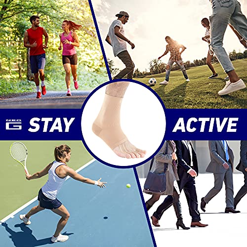 Neo-G Airflow Ankle Compression Sleeve - Sports, Daily Wear - Compression Ankle Brace, Tendonitis Support, Compression Ankle Support for Weak Ankles and Joint Pain - Airflow - XL – Beige