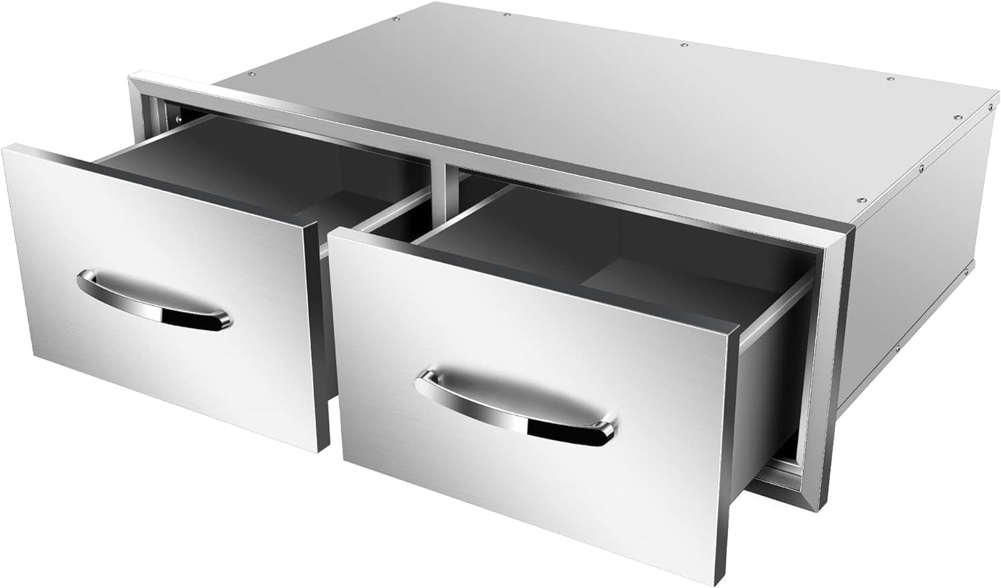 KODOM 30" W x 10" H x 20" D Outdoor Kitchen Single Drawer Stainless Steel BBQ Access Drawers with Exquisite Handle for Outdoor Kitchen Island or Grill Station