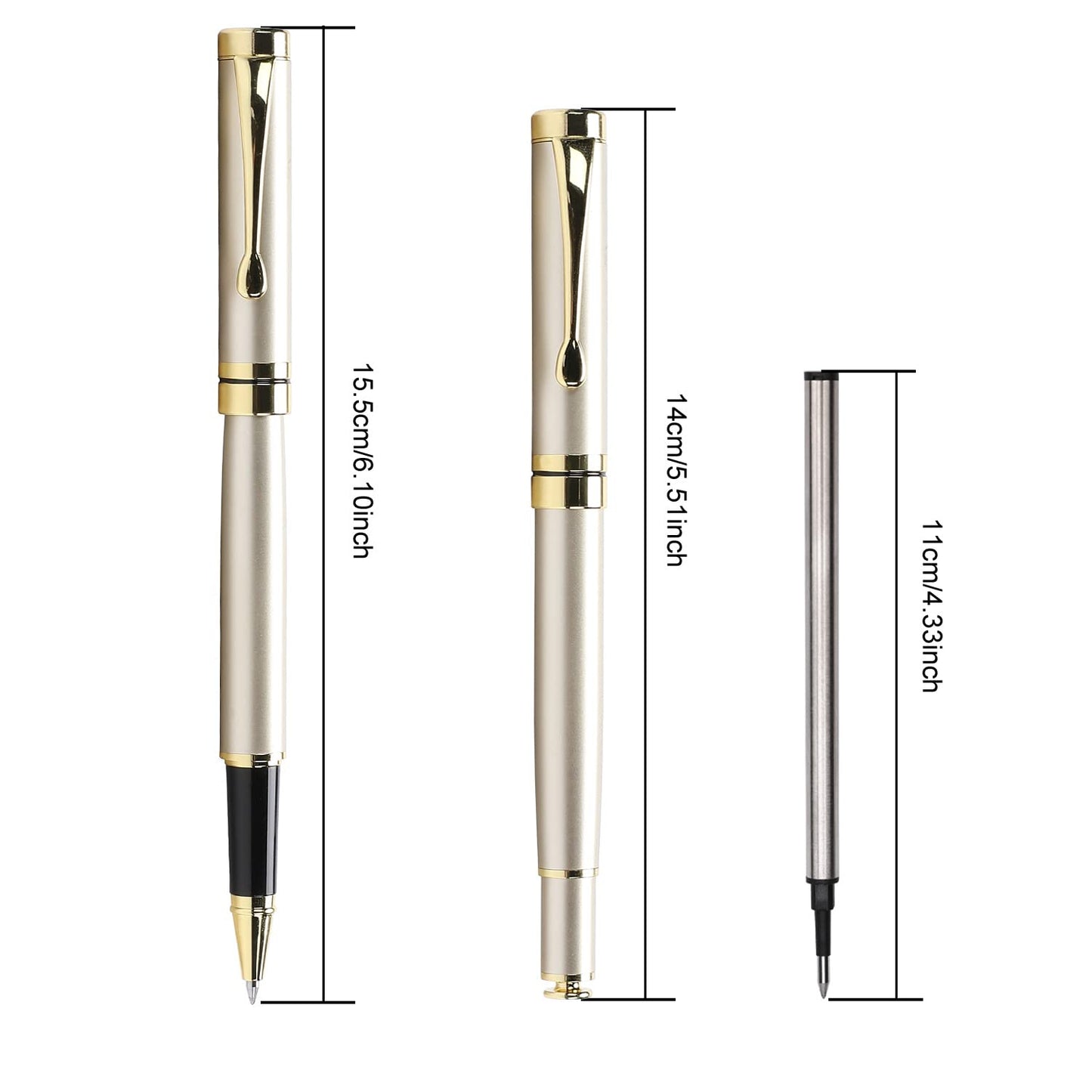 YIVONKA Luxury Ballpoint Pens Best Ball Pen Gift Set for Men & Women Professional Executive Office Nice BallPens Classy Gift Box Ballpoint Black Refill Line width 0.5mm (Gold)