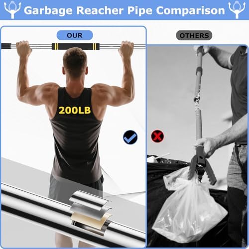 Heavy Duty Grabber Reacher Tool,52.5in Reacher Grabber Pickup Tool Extra Long No Need Bend Trash Picker Upper Grabber Stainless Steels Tube with Sponge Handle for Seaside Garden and Yard