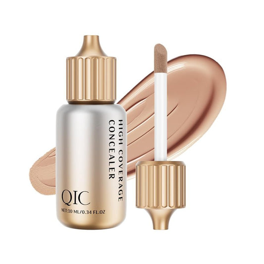 QIC Under Eye Concealer - Hydrating Concealer Full Coverage for Dark Circles, Spots, Acne & Blemishes Delivers A Satin Finish, Long Wear Cruelty-Free, Medium Neutral, 0.34 FL.OZ