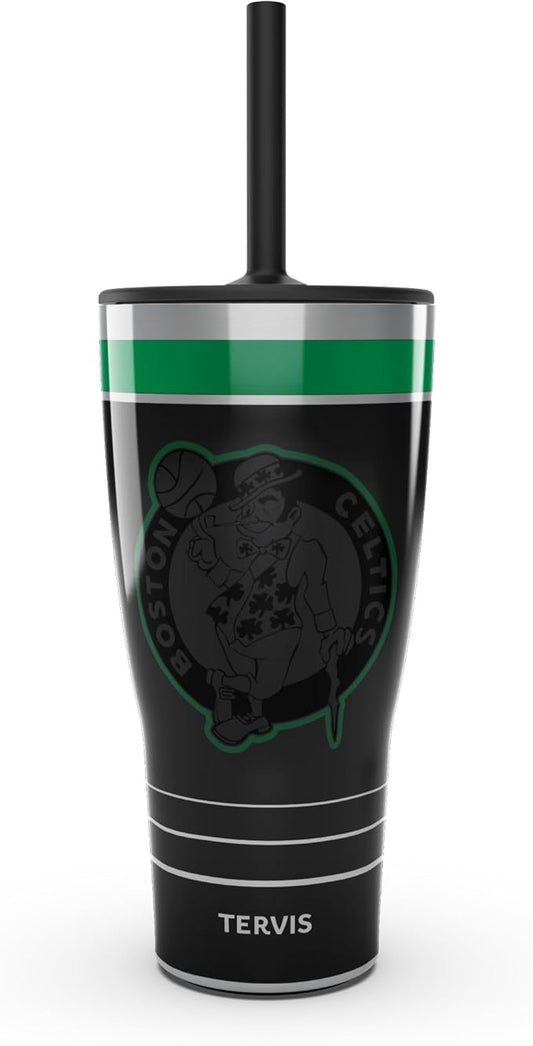 Tervis Traveler NBA Boston Celtics - Night Game Triple Walled Insulated Tumbler Travel Cup Keeps Drinks Cold & Hot, 30oz with Straw Lid, Stainless Steel