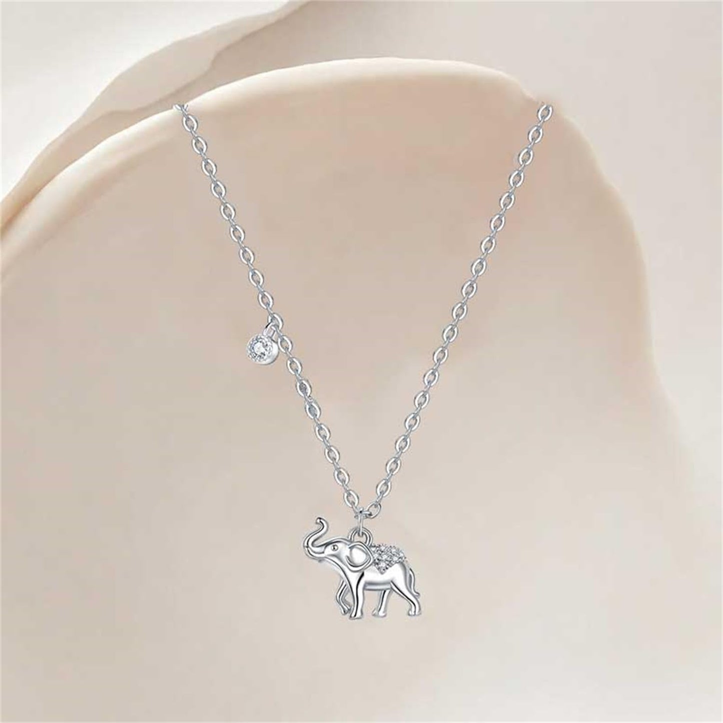 MISEFF 925 Sterling Silver Fashion Pendant Necklace for Women，Fashion Jewelry, 18K Gold Plated， Advanced Retro Series Link Chains ，Basic Multifunctional Accessories Suitable for Multiple Occasions and Daily Wear (Elephant)