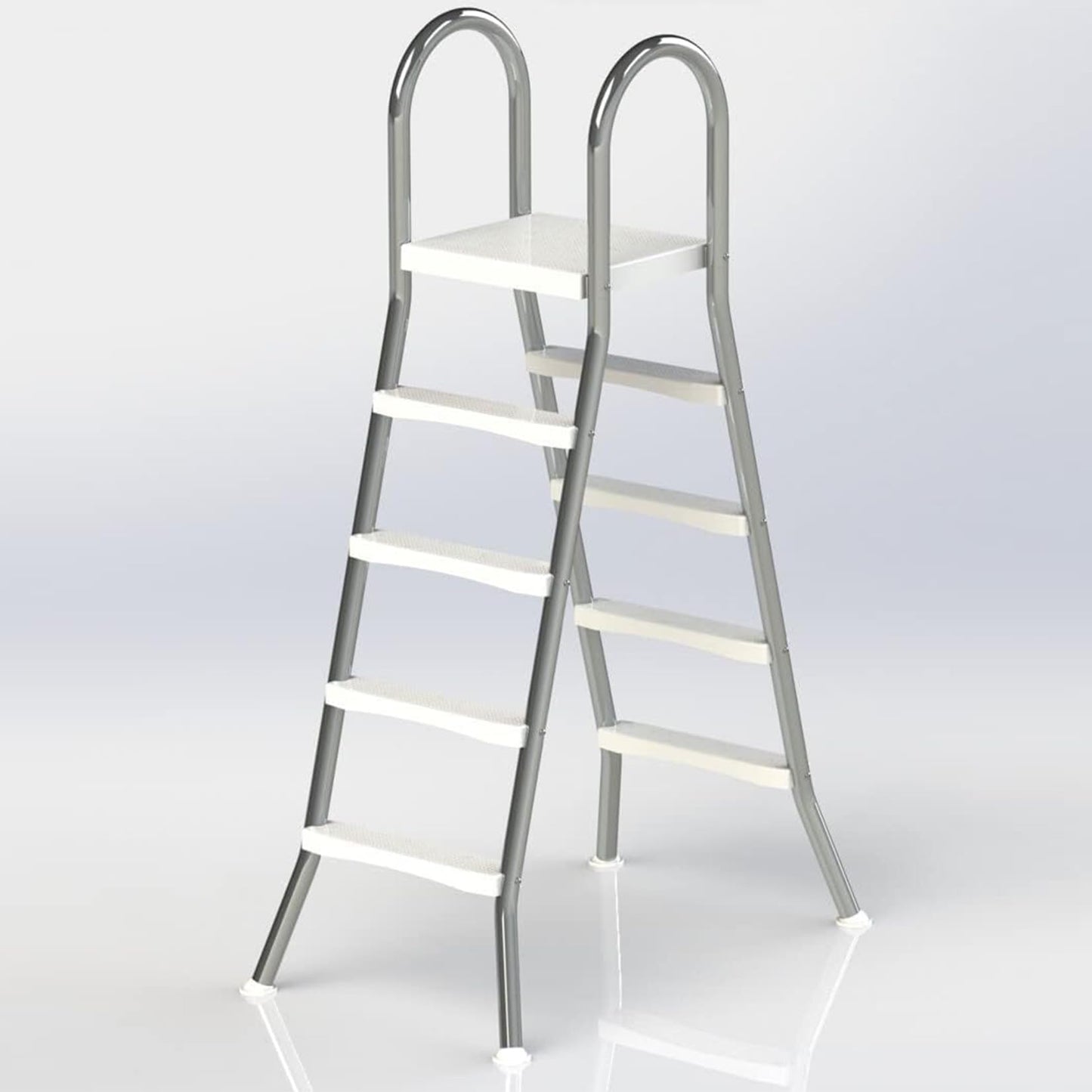errzom Safety Heavy Duty Above Ground Swimming Pool Ladder, Stainless Steel Frame Above Ground Swimming Pool Entry Exit Ladder for 52 in High Wall Pools, 500 Pound Capacity