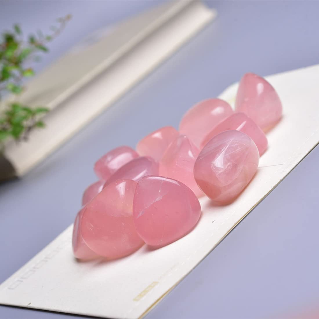 Rose Quartz Healing Crystal Stones, 1.25-2.0" Large Reiki Healing Gemstones Natural Tumbled Polished Stones for Energy Witchcraft Therapy Meditation