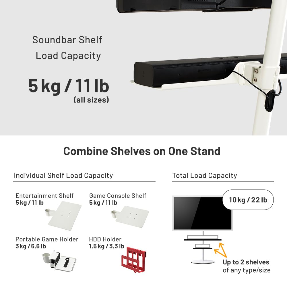 WALL Seven Stand A2 Large | Rolling TV Stand for 45–80" w/ 37.4" Soundbar Shelf | Walnut | Portable TV Stand with Shelf | Height Adjustable, Space Saving, for Living Room and Bedroom