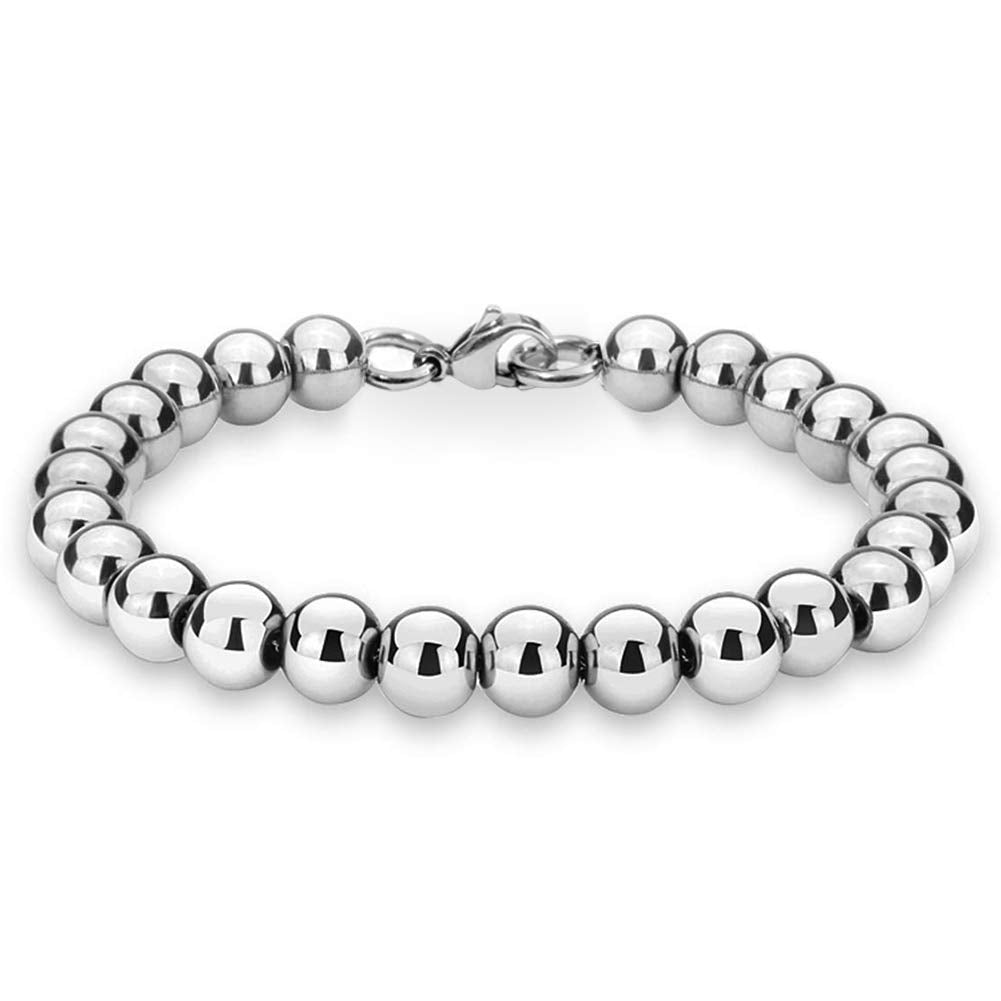 Jewelry Kingdom 1 Bracelet for Women and Men, Beaded Chain Stainless Steel, Handmade Jewelry (Thick of 8MM and Length of 8")
