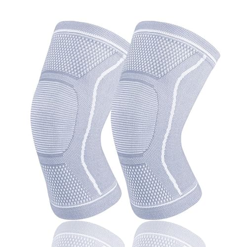 Compression Knee Sleeve for Men Women - Bamboo Charcoal Knee Brace for Sport Running (Gray, X-Large)