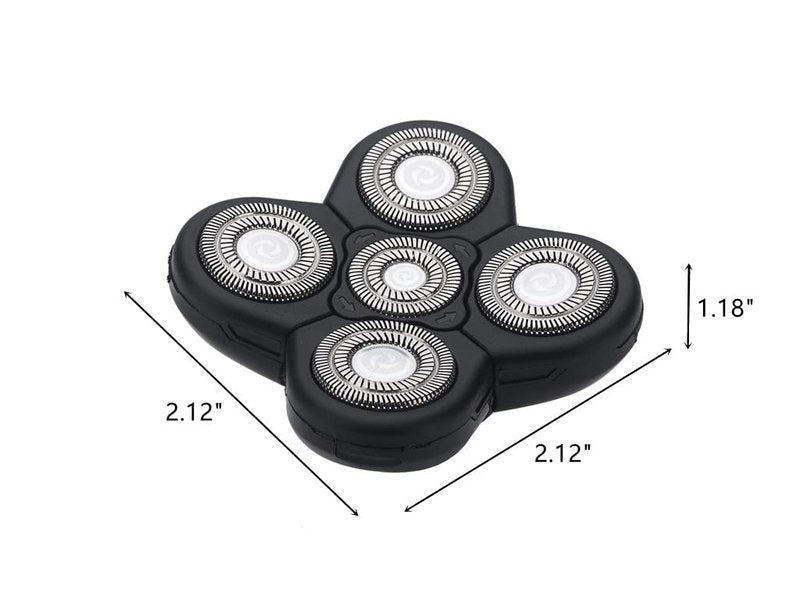 Men Electric Shavers Replacement Heads 5 in 1 Razor Replaceable Alternate Floating Washable Blade Trimmers Head (Black-2pcs)