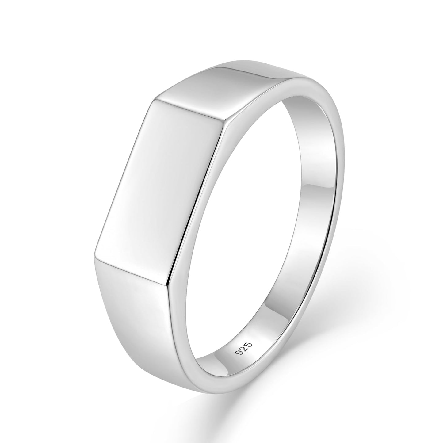 STARCHENIE Sterling Silver Signet Ring, 6mm Wedding Band, Unisex Pinky Thumb Ring Size 11