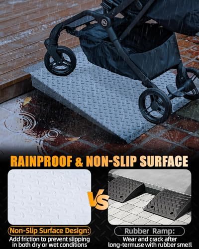VNN Door Threshold Ramp, Threshold Ramps for Doorways, Ideal Entry Handicap Ramp for Elderly Wheelchairs, Carts, Scooters and Walkers, Door Ramp for 2in Rise(33.5" L * 31.7" W, Alloy Iron, 800LBS)