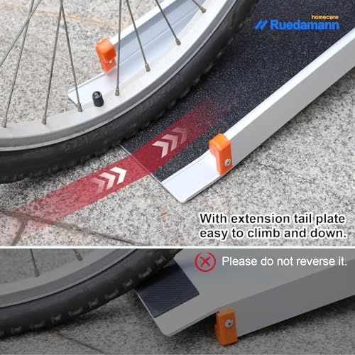 Ruedamann Portable Wheelchair Ramp, 5FT Adjustable Aluminum Ramp for Home, 600lbs Capacity,Telescoping Non-Skid Surface Wheel Chair Ramp for Home, Stairs, Steps