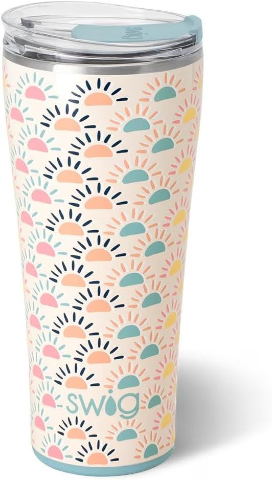 Swig Life 32oz Insulated Tumbler, Travel Coffee Tumbler with Lid, Cup Holder Friendly Travel Coffee Mug, Stainless Steel with Lid (Sun Chaser)