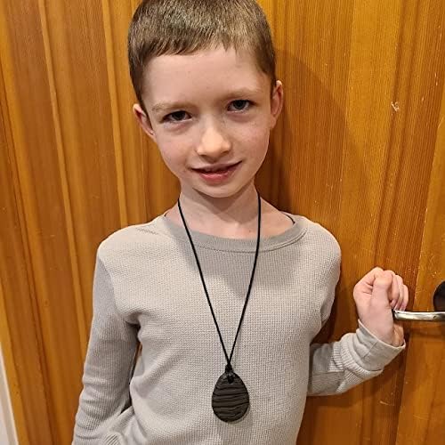 Munchables Tear Drop Chew Necklace - Sensory Chewable Jewelry (Wavy Charcoal)