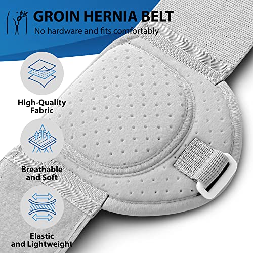 ORTONYX Inguinal Hernia Belt for Men and Women with Removable Compression Pad and Adjustable Waist Strap, Hernia Support Truss for Inguinal, Incisional Hernias, Left/Right Side - White S/M