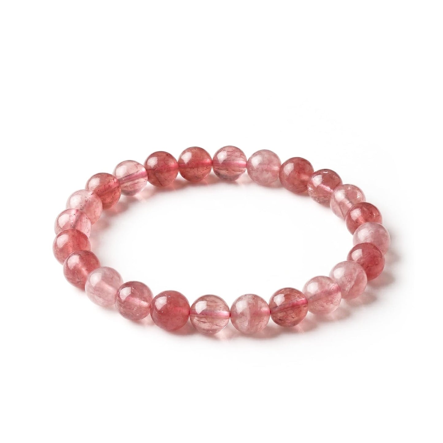 Kryllite Crystal Bracelets, Bracelet for Women, Nature Strawberry Crystal Stretch Elastic Bracelet, Nature Gemstone-8mm, Healing Stone Bracelets, Pink Jewelry Gifts for Women, Holiday