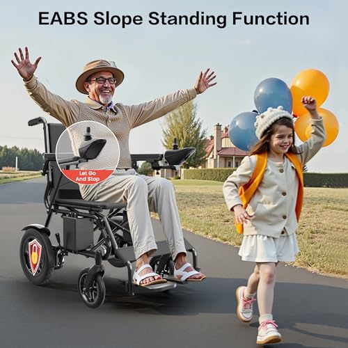 Foldable Electric Wheelchair for Adults, 15 Miles Long Travel Range Power Wheelchair, 300LBS Weight Capacity, All Terrain Motorized Wheelchair for Seniors Portable