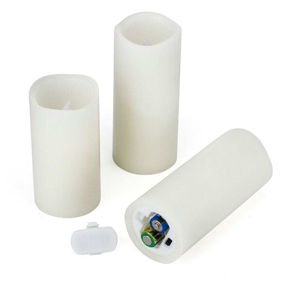 Hanzim Flameless Flickering Battery Operated Candles D2.2''*H4 5" 6"" 7"" 8"" 9"" Set of 9 Ivory Real Wax Pillar LED Candles with 10-Key Remote and Cycling 24 Hours Timer (Ivory)"