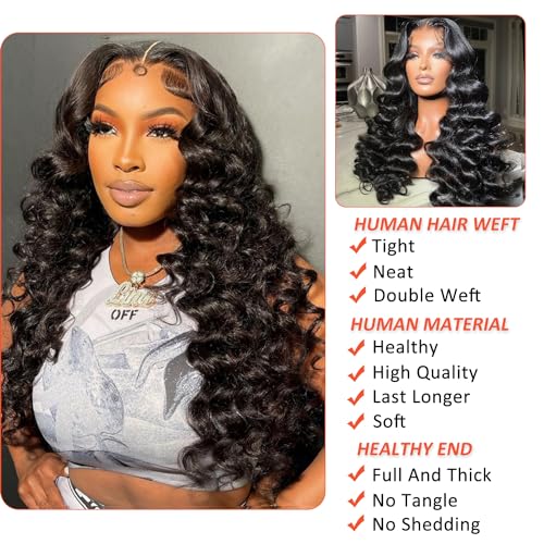 Deep Wave Lace Front Wigs Human Hair 13x4 HD Lace Frontal Wigs for Black Women 200 Density Glueless Wigs Pre Plucked with Baby Hair 22 Inch