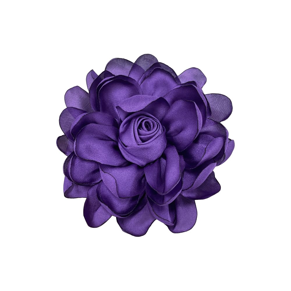 Dainty Fabric Rose Flower Large Brooch Lapel Pins Flower Brooches Pin Classic for Wedding Party Dance Banquet for Women Dress Suit Clothes Accessories Jewelry 100mm