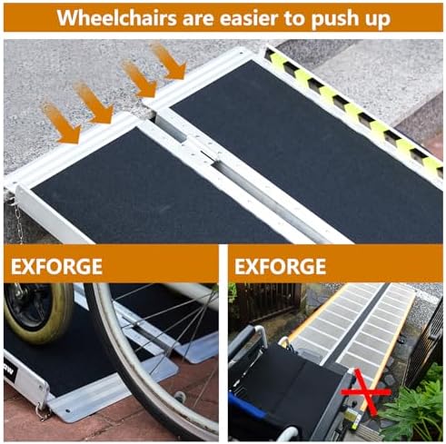 Wheelchair Ramp 6FT, Anti-Slip Aluminum Folding Handicap Portable Ramp, Wheelchair Ramps for Home Steps, Stairs, Doorways, Scooter Ramp