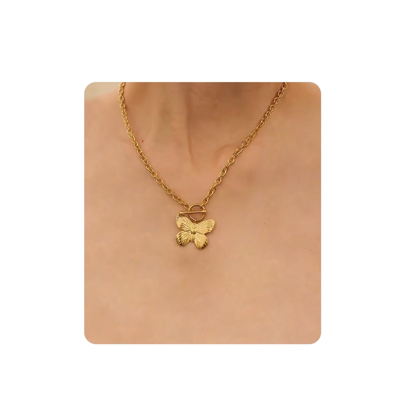 Seamido Dainty Gold Necklace for Women Non Tarnish, 18k Gold Plated Waterproof Necklace Charm Summer Beach Pendant Choker with Butterfly Pearl Sea Star, Trendy Elegant Jewelry for Her