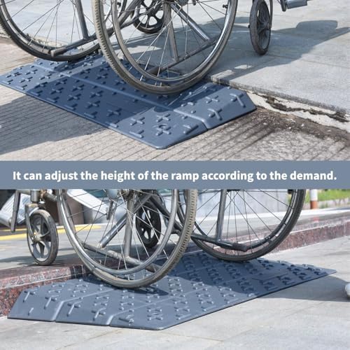 Plastic Slip-Resistant Modular Threshold Ramp - Universal Access Ramp for Wheelchairs, Scooters, Walkers & Safe Pedestrian Passage (6 inch)