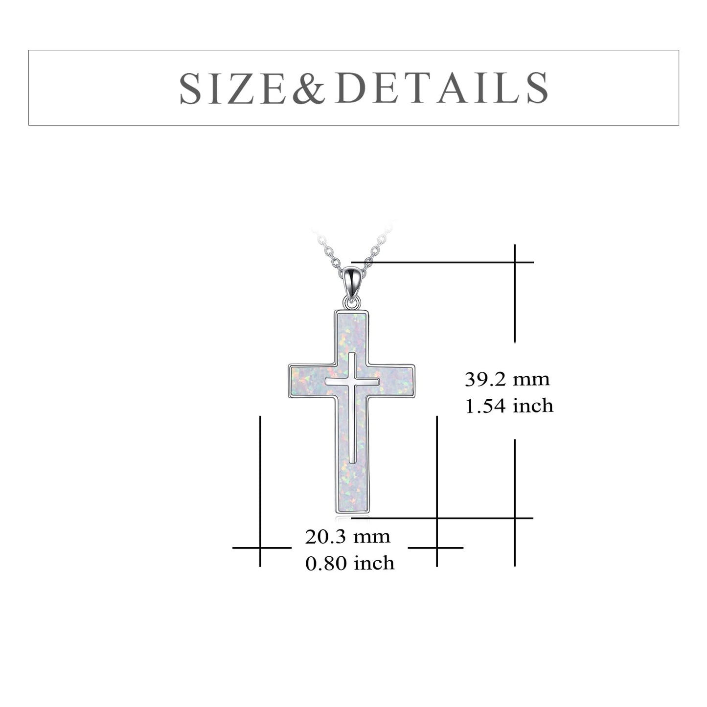 YFN White Opal Cross Necklace Sterling Silver Cross Pendant Jewelry Gifts for Women Men