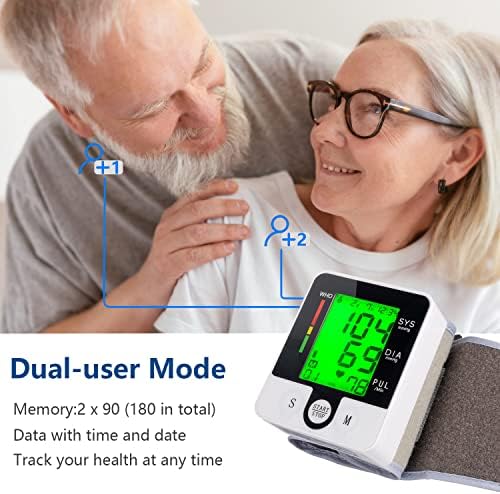 Wrist Blood Pressure Monitor for Home Use Digital Automatic Talking Wrist Blood Pressure Cuff, Rechargeable Blood Pressure Machine Adjustable Bp Cuff 3 Color Backlit LCD Display