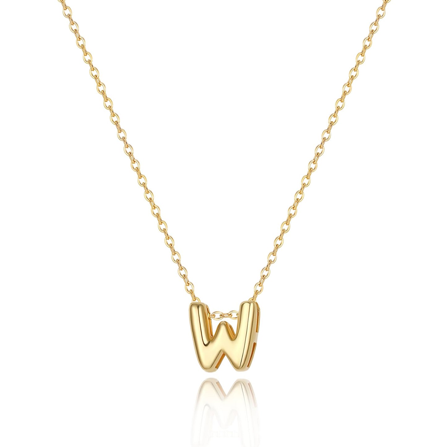 CUEZIY 14K Gold Plated Bubble Letter Necklace Initial Necklaces for Women Dainty Personalized Charm Pendant Name Necklace Cute Non Tarnish Fashion Accessories Teen Gift Trendy Stuff Jewelry Gifts