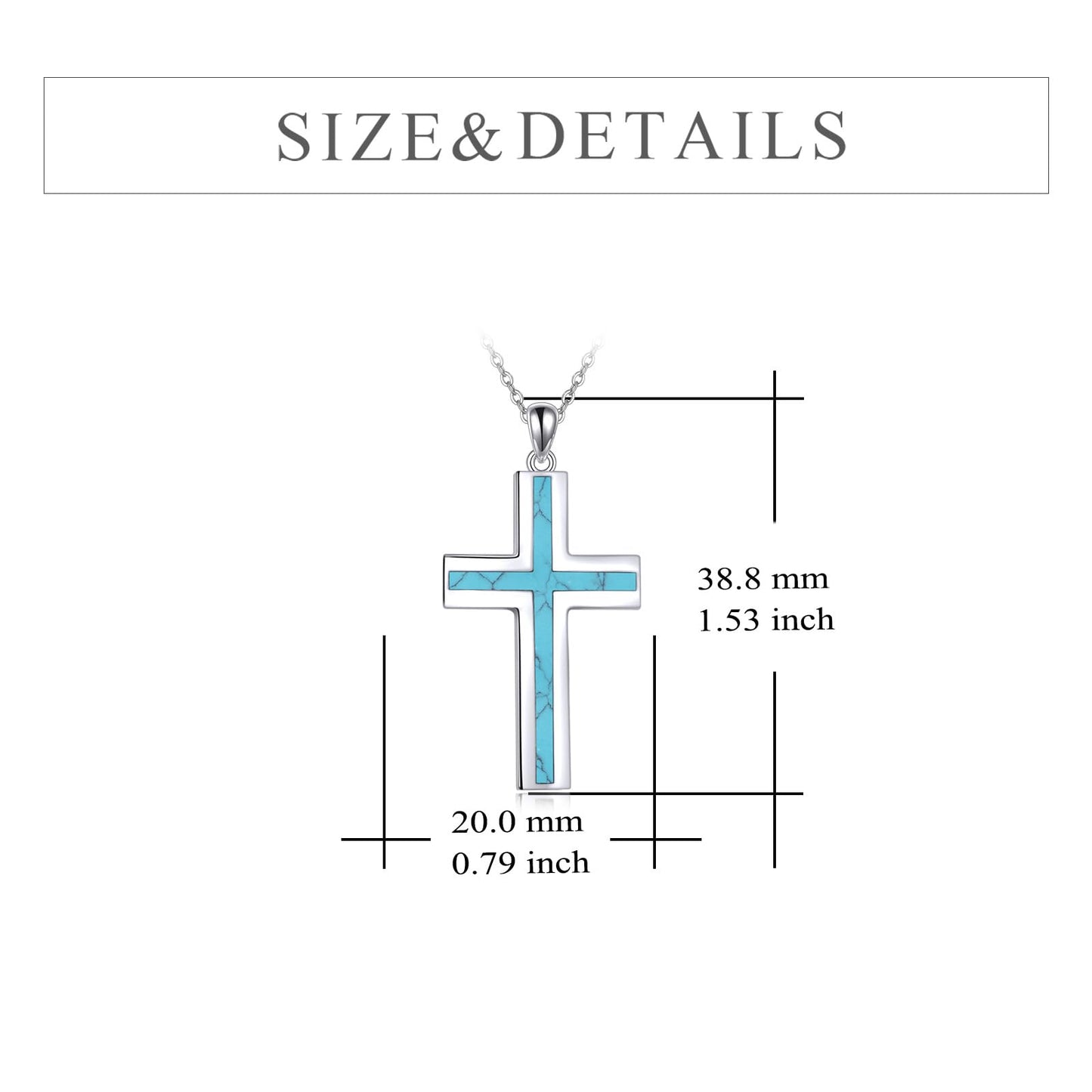 YFN Turquoise Cross Necklace Sterling Silver Cross Pendant Religious Jewelry Gifts for Women Men