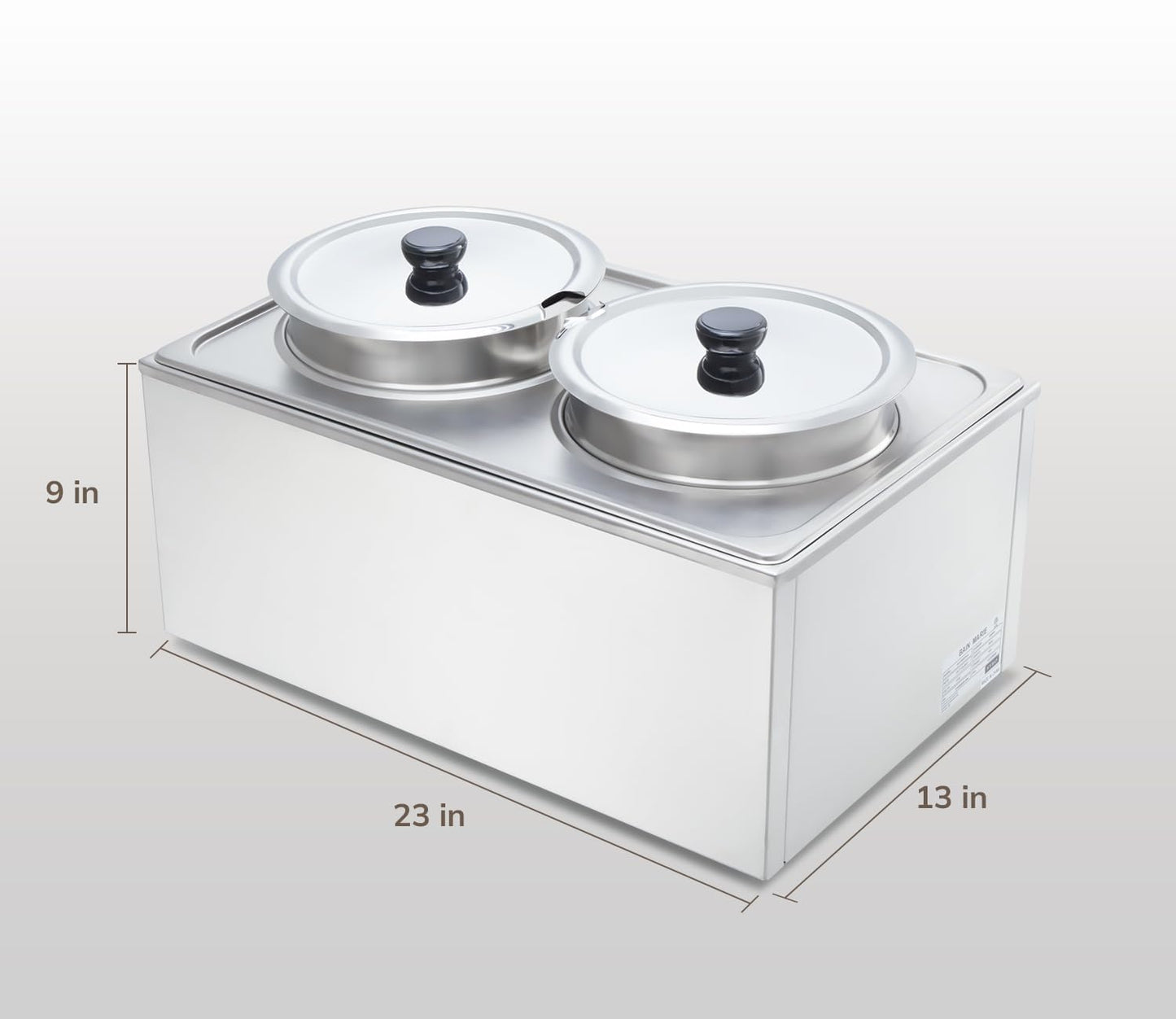 SYBO Food Warmer Steam Table Easy to Clean Commercial Grade Stainless Steel Bain Marie Buffet for Catering and Restaurants ETL, CE ROHS Certified for Commercial, Safety (2 Round Pots with Tap)